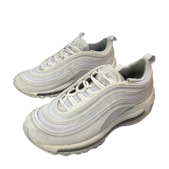 Nike Air Max 97 Triple White Sneakers - Girl/Boy Size 5.5Y - Picture 2 of 10